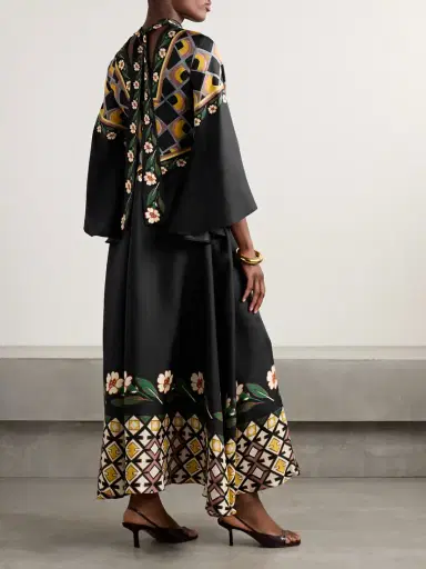 La DoubleJ Magnifico Tie-neck Printed Silk-twill Maxi Dress | Thumbnail 3 La DoubleJ Magnifico Tie-neck Printed Silk-twill Maxi Dress | Thumbnail 3