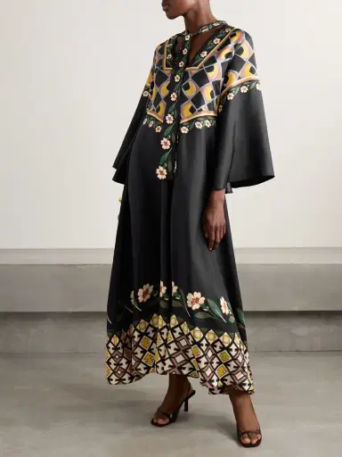 La DoubleJ Magnifico Tie-neck Printed Silk-twill Maxi Dress | Thumbnail 5 La DoubleJ Magnifico Tie-neck Printed Silk-twill Maxi Dress | Thumbnail 5