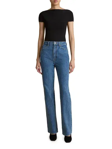 Khaite Women's Danielle Mid-Rise Straight-Leg Jeans - Boone | Thumbnail 2 Khaite Women's Danielle Mid-Rise Straight-Leg Jeans - Boone | Thumbnail 2