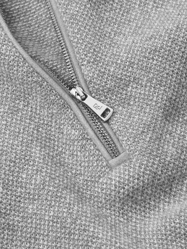 Ralph Lauren Purple Label Men's Birdseye Cashmere Quarter-Zip Sweater - Classic Light Grey Heather | Thumbnail 6 Ralph Lauren Purple Label Men's Birdseye Cashmere Quarter-Zip Sweater - Classic Light Grey Heather | Thumbnail 6