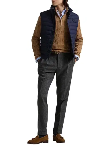 Polo Ralph Lauren Men's Quilted Linen Down Vest - Collection Navy | Thumbnail 2 Polo Ralph Lauren Men's Quilted Linen Down Vest - Collection Navy | Thumbnail 2