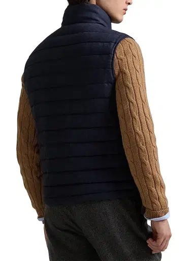 Polo Ralph Lauren Men's Quilted Linen Down Vest - Collection Navy | Thumbnail 4 Polo Ralph Lauren Men's Quilted Linen Down Vest - Collection Navy | Thumbnail 4
