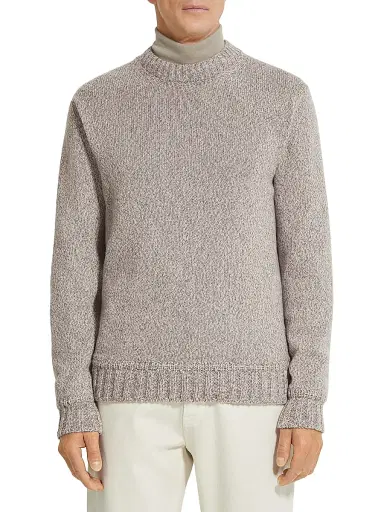 ZEGNA Men's Oasi Cashmere Crewneck Sweater - Light Taupe | Thumbnail 2 ZEGNA Men's Oasi Cashmere Crewneck Sweater - Light Taupe | Thumbnail 2