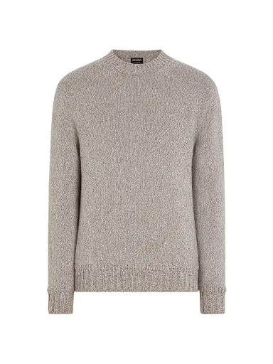 ZEGNA Men's Oasi Cashmere Crewneck Sweater - Light Taupe | Thumbnail 1 ZEGNA Men's Oasi Cashmere Crewneck Sweater - Light Taupe | Thumbnail 1
