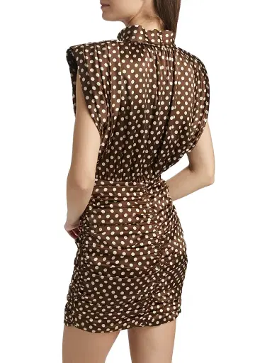 Ronny Kobo Women's Antares Polka Dot Stretch Silk Minidress - Brown Ecru | Thumbnail 5 Ronny Kobo Women's Antares Polka Dot Stretch Silk Minidress - Brown Ecru | Thumbnail 5