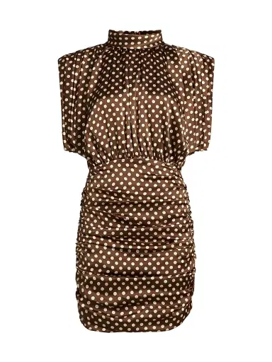 Ronny Kobo Women's Antares Polka Dot Stretch Silk Minidress - Brown Ecru | Thumbnail 1 Ronny Kobo Women's Antares Polka Dot Stretch Silk Minidress - Brown Ecru | Thumbnail 1