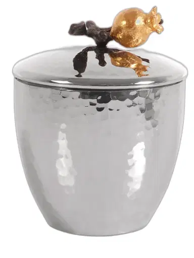 Michael Aram Pomegranate Stainless Steel Two-Piece Sugar Pot and Spoon Set - Silver | Thumbnail 1 Michael Aram Pomegranate Stainless Steel Two-Piece Sugar Pot and Spoon Set - Silver | Thumbnail 1
