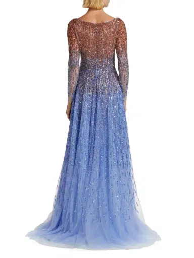 Pamella Roland Women's Ombre Embroidered Tulle Gown - Copper Periwinkle | Thumbnail 4 Pamella Roland Women's Ombre Embroidered Tulle Gown - Copper Periwinkle | Thumbnail 4