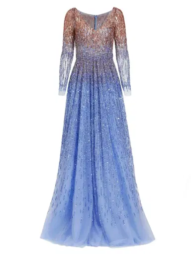 Pamella Roland Women's Ombre Embroidered Tulle Gown - Copper Periwinkle | Thumbnail 7 Pamella Roland Women's Ombre Embroidered Tulle Gown - Copper Periwinkle | Thumbnail 7