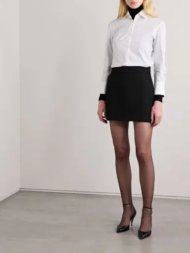 The Row Anouk Grain De Poudre Wool Mini Skirt | Thumbnail 2 The Row Anouk Grain De Poudre Wool Mini Skirt | Thumbnail 2