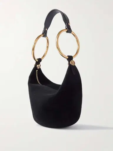Chloé Bracelet Embellished Leather-trimmed Suede Shoulder Bag | Thumbnail 3 Chloé Bracelet Embellished Leather-trimmed Suede Shoulder Bag | Thumbnail 3