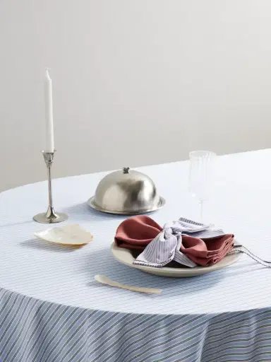Gohar World Bow And Button-detailed Striped Cotton-blend Tablecloth | Thumbnail 2 Gohar World Bow And Button-detailed Striped Cotton-blend Tablecloth | Thumbnail 2
