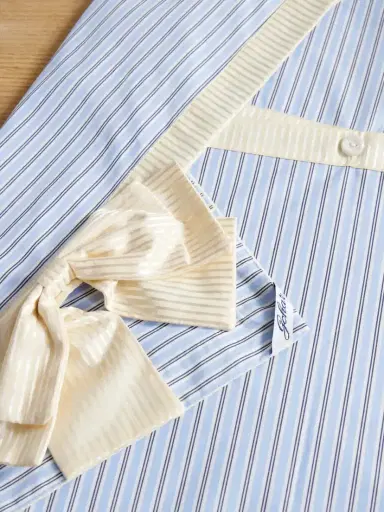 Gohar World Bow And Button-detailed Striped Cotton-blend Tablecloth | Thumbnail 3 Gohar World Bow And Button-detailed Striped Cotton-blend Tablecloth | Thumbnail 3
