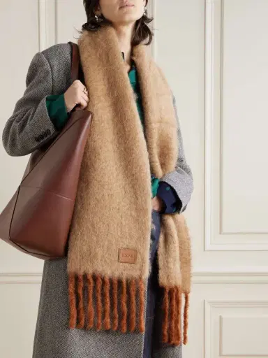 Loewe Appliquéd Fringed Mohair-blend Scarf | Thumbnail 2 Loewe Appliquéd Fringed Mohair-blend Scarf | Thumbnail 2