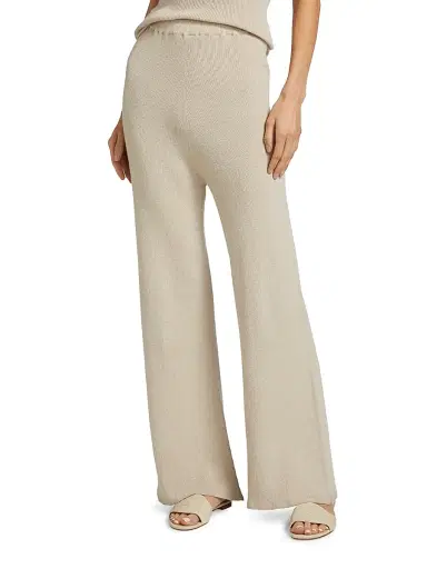 The Elder Statesman Women's Delicash Silk-Cashmere Knit Flared Pants - Oatmeal | Thumbnail 3 The Elder Statesman Women's Delicash Silk-Cashmere Knit Flared Pants - Oatmeal | Thumbnail 3