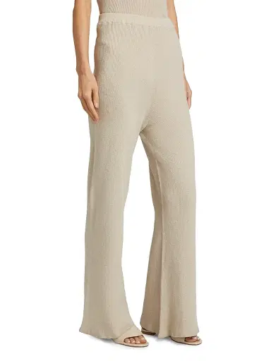 The Elder Statesman Women's Delicash Silk-Cashmere Knit Flared Pants - Oatmeal | Thumbnail 4 The Elder Statesman Women's Delicash Silk-Cashmere Knit Flared Pants - Oatmeal | Thumbnail 4