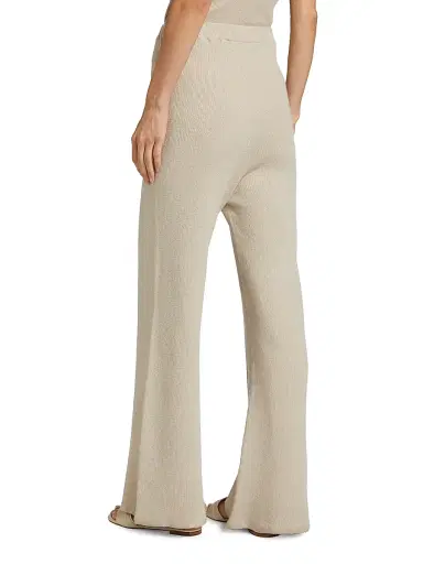 The Elder Statesman Women's Delicash Silk-Cashmere Knit Flared Pants - Oatmeal | Thumbnail 5 The Elder Statesman Women's Delicash Silk-Cashmere Knit Flared Pants - Oatmeal | Thumbnail 5