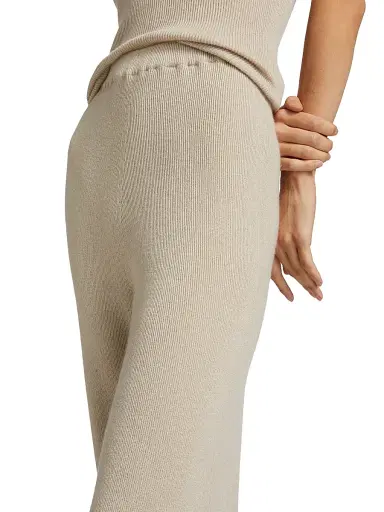 The Elder Statesman Women's Delicash Silk-Cashmere Knit Flared Pants - Oatmeal | Thumbnail 6 The Elder Statesman Women's Delicash Silk-Cashmere Knit Flared Pants - Oatmeal | Thumbnail 6