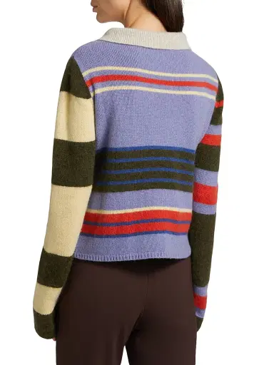 The Elder Statesman Women's Chaos Striped Cashmere Polo Sweater | Thumbnail 5 The Elder Statesman Women's Chaos Striped Cashmere Polo Sweater | Thumbnail 5