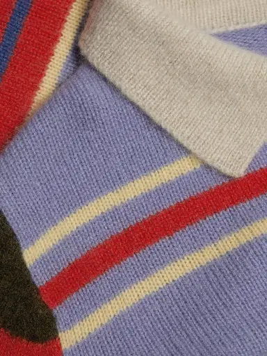 The Elder Statesman Women's Chaos Striped Cashmere Polo Sweater | Thumbnail 7 The Elder Statesman Women's Chaos Striped Cashmere Polo Sweater | Thumbnail 7