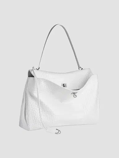 Balenciaga Women's Rodeo Handbag Crocodile Embossed - White | Thumbnail 2 Balenciaga Women's Rodeo Handbag Crocodile Embossed - White | Thumbnail 2