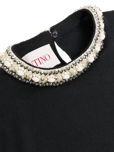 Valentino Garavani Women's Embroidered Wool Sweater - Black | Thumbnail 7 Valentino Garavani Women's Embroidered Wool Sweater - Black | Thumbnail 7