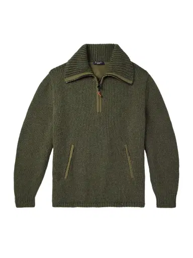 Loro Piana Alpe di Mera Ripstop-Trimmed Cashmere Half-Zip Sweater - Men | Thumbnail 1 Loro Piana Alpe di Mera Ripstop-Trimmed Cashmere Half-Zip Sweater - Men | Thumbnail 1