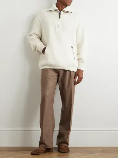 Loro Piana Alpe di Mera Ripstop-Trimmed Cashmere Half-Zip Sweater - Men | Thumbnail 2 Loro Piana Alpe di Mera Ripstop-Trimmed Cashmere Half-Zip Sweater - Men | Thumbnail 2