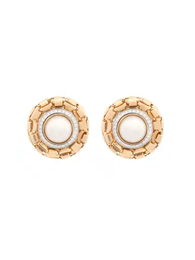 Wish Fine Jewelry 0.75ct Diamond Pearl 14K Gold Statement Stud Earrings | Thumbnail 1 Wish Fine Jewelry 0.75ct Diamond Pearl 14K Gold Statement Stud Earrings | Thumbnail 1