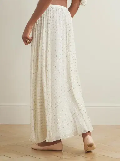 Chloé Gathered Metallic Polka-dot Silk-blend Maxi Skirt | Thumbnail 3 Chloé Gathered Metallic Polka-dot Silk-blend Maxi Skirt | Thumbnail 3
