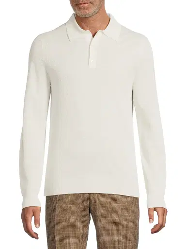 Ralph Lauren Purple Label Men's Polo-Collar Silk-Cotton Sweater - Classic Cream | Thumbnail 3 Ralph Lauren Purple Label Men's Polo-Collar Silk-Cotton Sweater - Classic Cream | Thumbnail 3