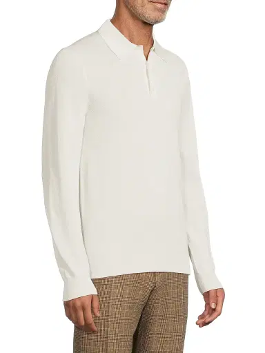 Ralph Lauren Purple Label Men's Polo-Collar Silk-Cotton Sweater - Classic Cream | Thumbnail 4 Ralph Lauren Purple Label Men's Polo-Collar Silk-Cotton Sweater - Classic Cream | Thumbnail 4