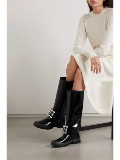 Roger Vivier Walky Viv Crystal-embellished Patent-leather Knee Boots | Thumbnail 2 Roger Vivier Walky Viv Crystal-embellished Patent-leather Knee Boots | Thumbnail 2