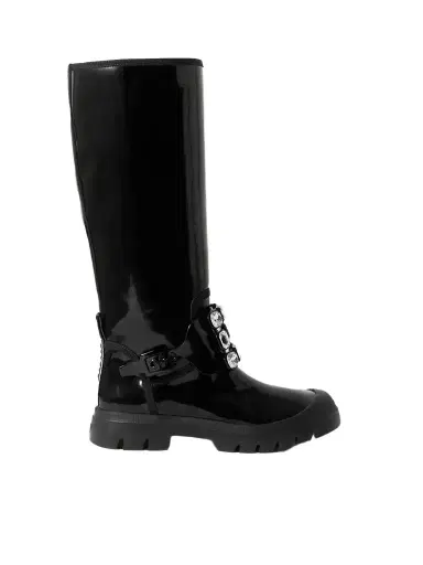 Roger Vivier Walky Viv Crystal-embellished Patent-leather Knee Boots | Thumbnail 1 Roger Vivier Walky Viv Crystal-embellished Patent-leather Knee Boots | Thumbnail 1