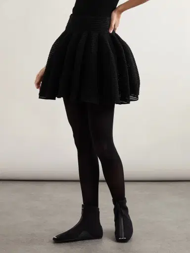 Alaïa Pleated Open-knit Mini Skirt | Thumbnail 3 Alaïa Pleated Open-knit Mini Skirt | Thumbnail 3