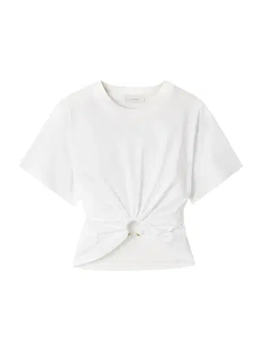 Rabanne Cropped Embellished Gathered Cotton-jersey T-shirt | Thumbnail 1 Rabanne Cropped Embellished Gathered Cotton-jersey T-shirt | Thumbnail 1