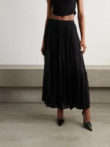 Saint Laurent Tiered Gathered Silk-chiffon Maxi Skirt | Thumbnail 3 Saint Laurent Tiered Gathered Silk-chiffon Maxi Skirt | Thumbnail 3