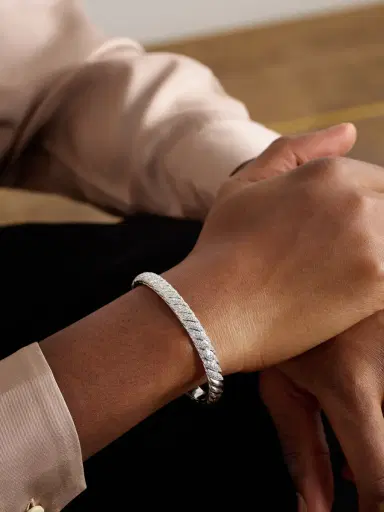 David Yurman Sculpted Cable 18-Karat White Gold Diamond Cuff - Men | Thumbnail 2 David Yurman Sculpted Cable 18-Karat White Gold Diamond Cuff - Men | Thumbnail 2