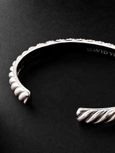 David Yurman Sculpted Cable 18-Karat White Gold Diamond Cuff - Men | Thumbnail 3 David Yurman Sculpted Cable 18-Karat White Gold Diamond Cuff - Men | Thumbnail 3