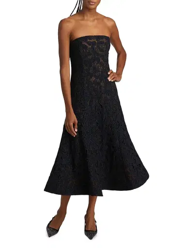 As It May Women's Jules Metallic Lace Bandeau Midi-Dress - Dark Navy | Thumbnail 2 As It May Women's Jules Metallic Lace Bandeau Midi-Dress - Dark Navy | Thumbnail 2