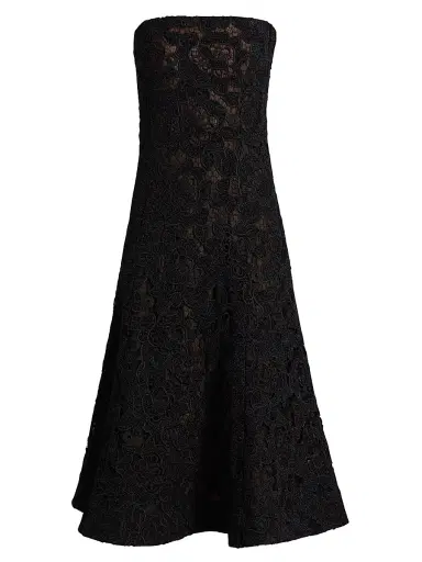 As It May Women's Jules Metallic Lace Bandeau Midi-Dress - Dark Navy | Thumbnail 1 As It May Women's Jules Metallic Lace Bandeau Midi-Dress - Dark Navy | Thumbnail 1