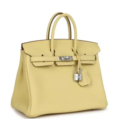 HERMÈS Hermes Birkin 25 Jaune Poussin Togo Palladium Hardware | Thumbnail 2 HERMÈS Hermes Birkin 25 Jaune Poussin Togo Palladium Hardware | Thumbnail 2