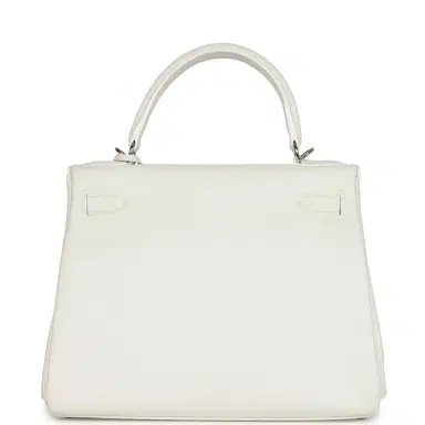 HERMÈS Hermes Kelly Retourne 28 White Clemence Palladium Hardware | Thumbnail 4 HERMÈS Hermes Kelly Retourne 28 White Clemence Palladium Hardware | Thumbnail 4