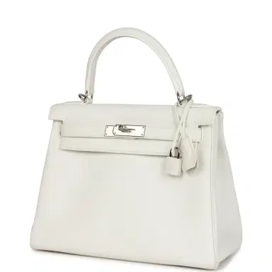 HERMÈS Hermes Kelly Retourne 28 White Clemence Palladium Hardware | Thumbnail 5 HERMÈS Hermes Kelly Retourne 28 White Clemence Palladium Hardware | Thumbnail 5