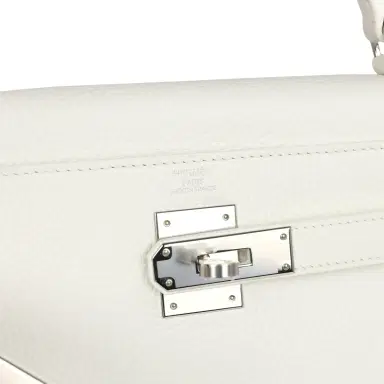 HERMÈS Hermes Kelly Retourne 28 White Clemence Palladium Hardware | Thumbnail 7 HERMÈS Hermes Kelly Retourne 28 White Clemence Palladium Hardware | Thumbnail 7