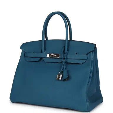 HERMÈS Pre-owned Hermes Birkin 35 Cobalt Togo Palladium Hardware | Thumbnail 5 HERMÈS Pre-owned Hermes Birkin 35 Cobalt Togo Palladium Hardware | Thumbnail 5