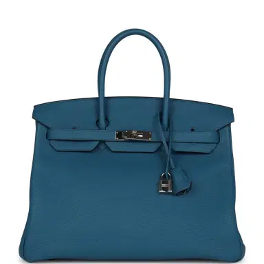 HERMÈS Pre-owned Hermes Birkin 35 Cobalt Togo Palladium Hardware | Thumbnail 1 HERMÈS Pre-owned Hermes Birkin 35 Cobalt Togo Palladium Hardware | Thumbnail 1