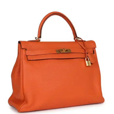 HERMÈS Pre-owned Hermes Kelly Retourne 35 Orange Togo Gold Hardware | Thumbnail 2 HERMÈS Pre-owned Hermes Kelly Retourne 35 Orange Togo Gold Hardware | Thumbnail 2