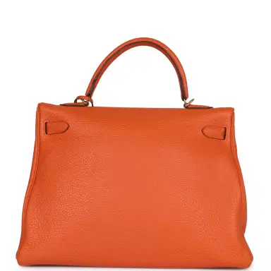 HERMÈS Pre-owned Hermes Kelly Retourne 35 Orange Togo Gold Hardware | Thumbnail 4 HERMÈS Pre-owned Hermes Kelly Retourne 35 Orange Togo Gold Hardware | Thumbnail 4