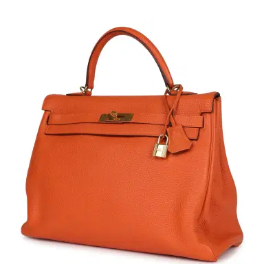 HERMÈS Pre-owned Hermes Kelly Retourne 35 Orange Togo Gold Hardware | Thumbnail 5 HERMÈS Pre-owned Hermes Kelly Retourne 35 Orange Togo Gold Hardware | Thumbnail 5